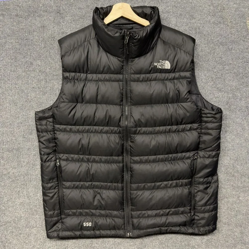 The North Face 550 Down Puffer Vest Mens XL Black Insulated Zip Outdoor Hiking